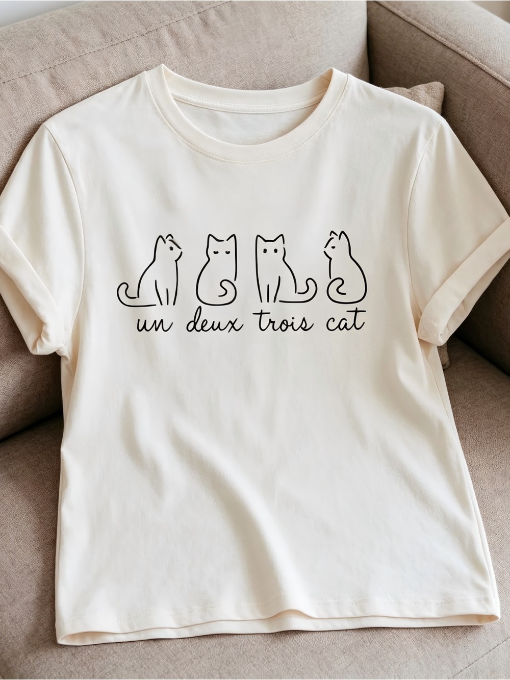 Cat white Women Men T-shirt Unisex